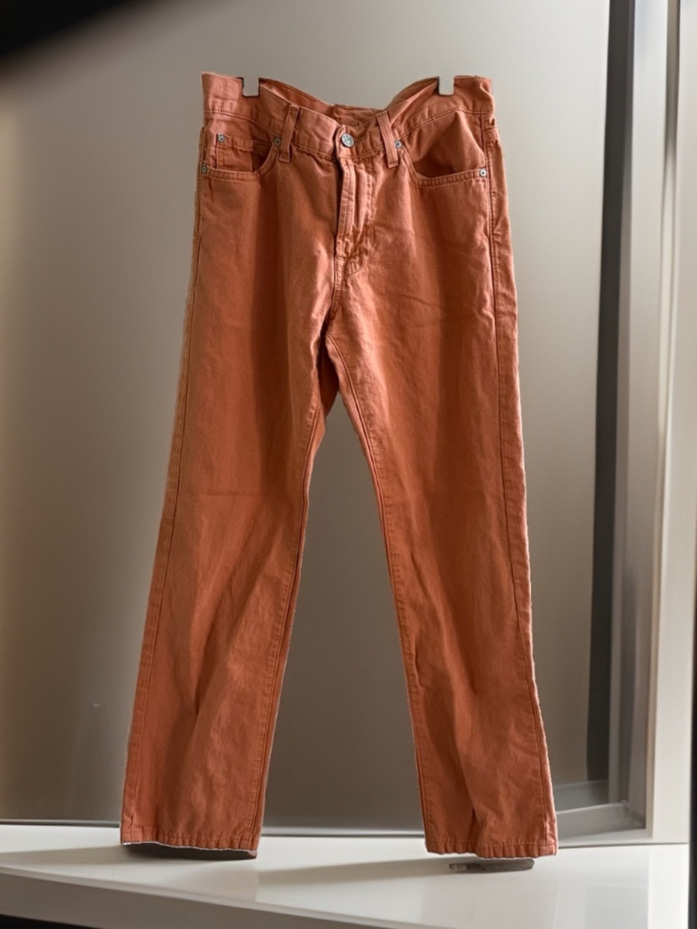 7 For All Mankind Slimmy Men’s Jeans 30x28 Orange Cotton Linen Slim Fit